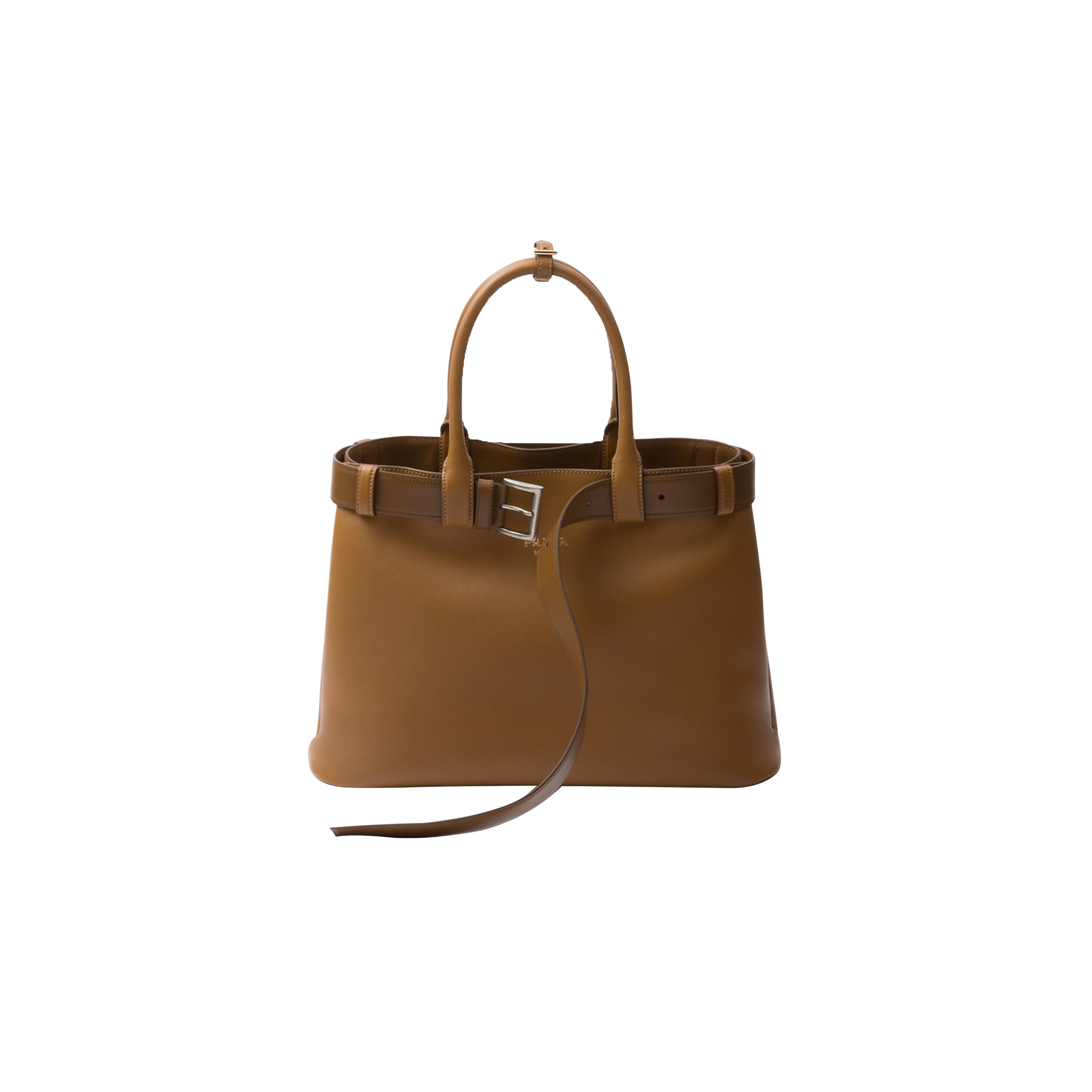 Pra*a buckle large leather handbag with belt 1ba416 (37*27*14cm)